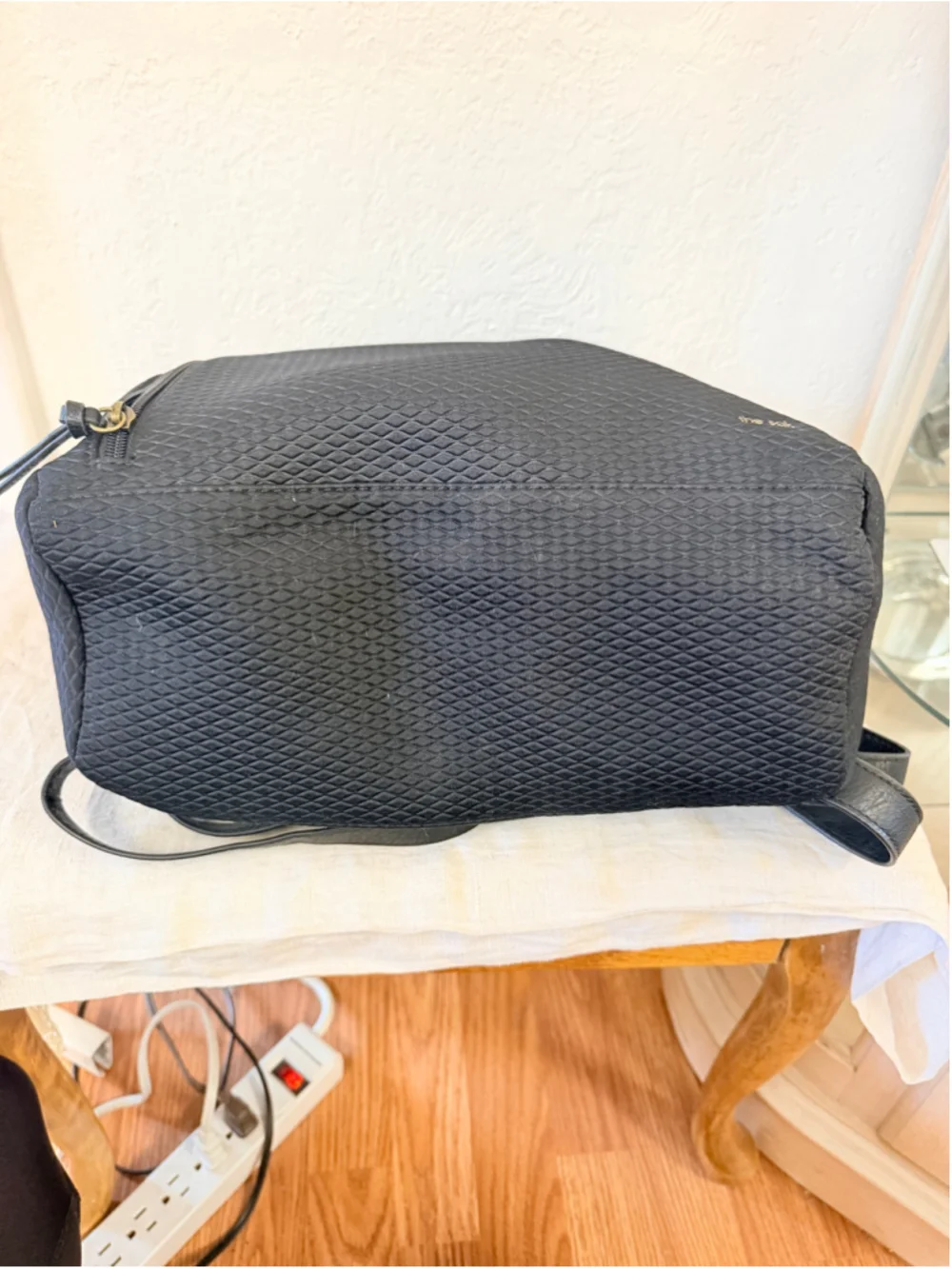 The Sak Black Textured Backpack Purse Olvera Style Zip Pockets Adjustable Straps